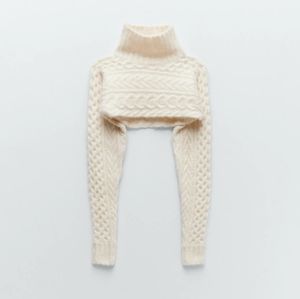 Zara Ecru Cable Knit Arm Warmers